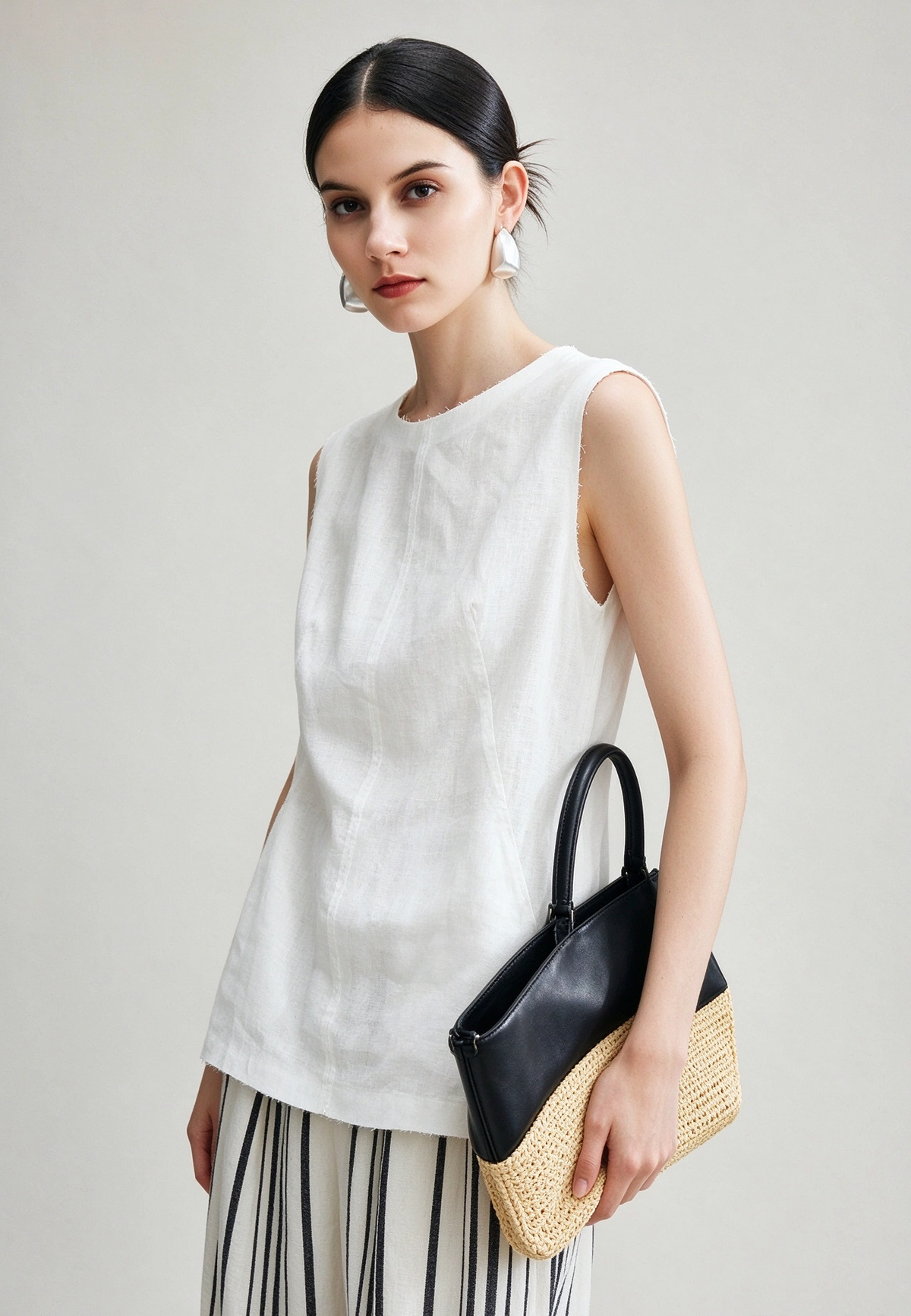 Linen Breathable Sleeveless Top with Pocket