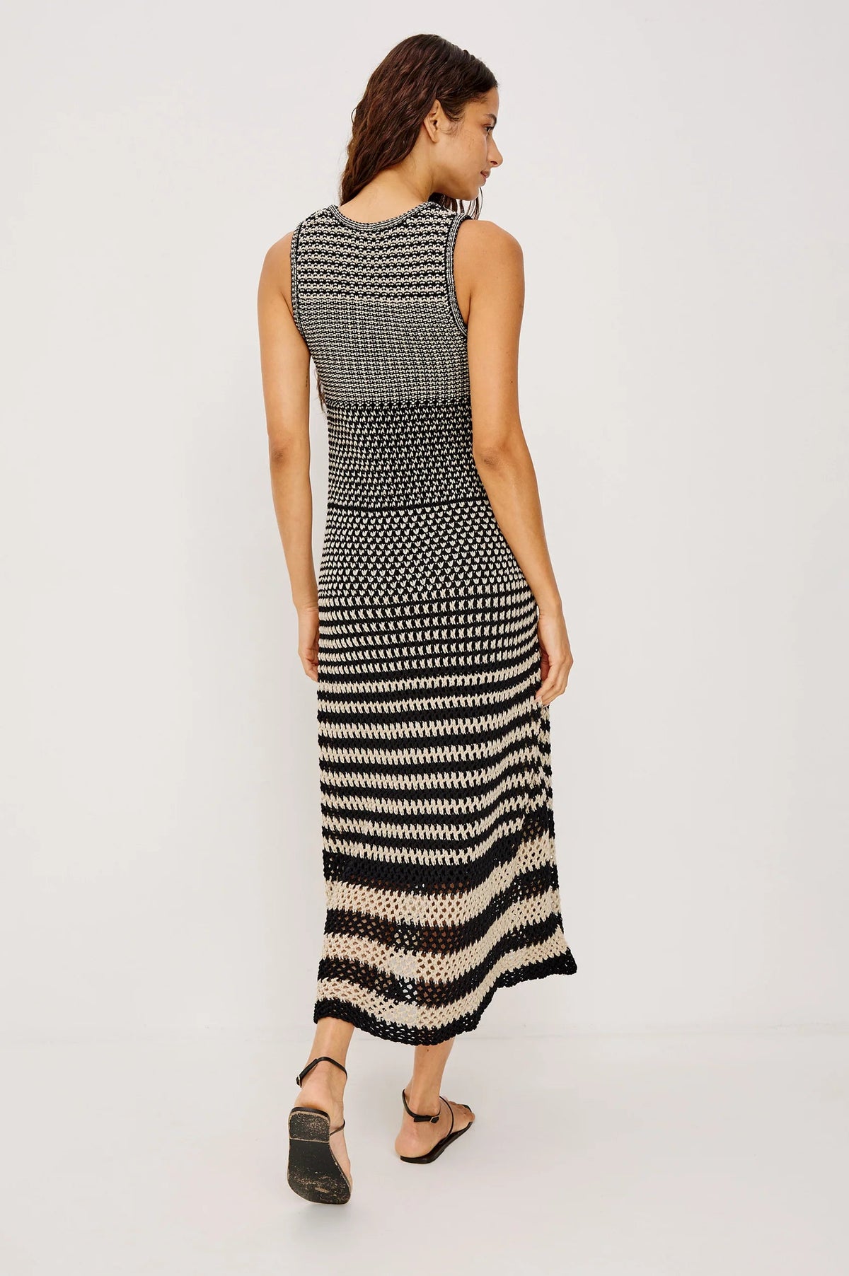 Onyx Ivory Stripe Sleeveless Maxi Dress