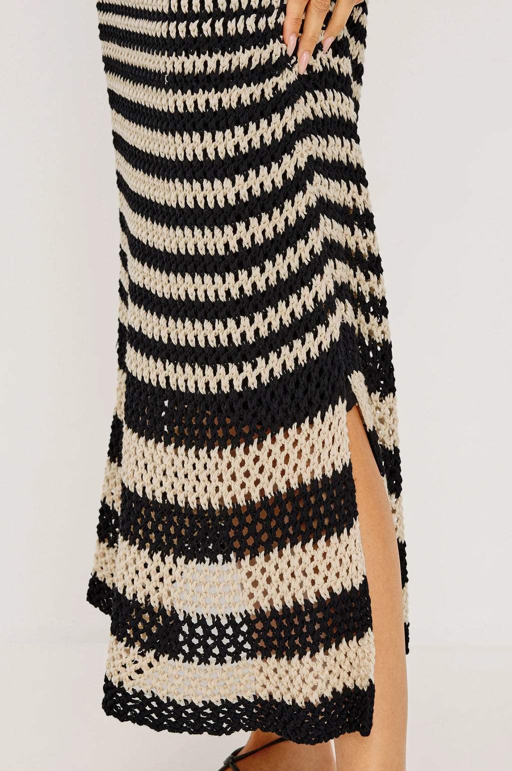 Onyx Ivory Stripe Sleeveless Maxi Dress